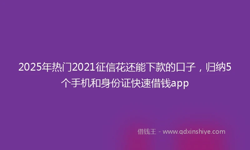 2025年热门2021征信花还能下款的口子，归纳5个手机和身份证快速借钱app