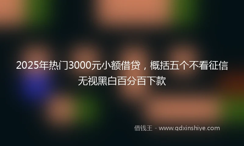 2025年热门3000元小额借贷，概括五个不看征信无视黑白百分百下款