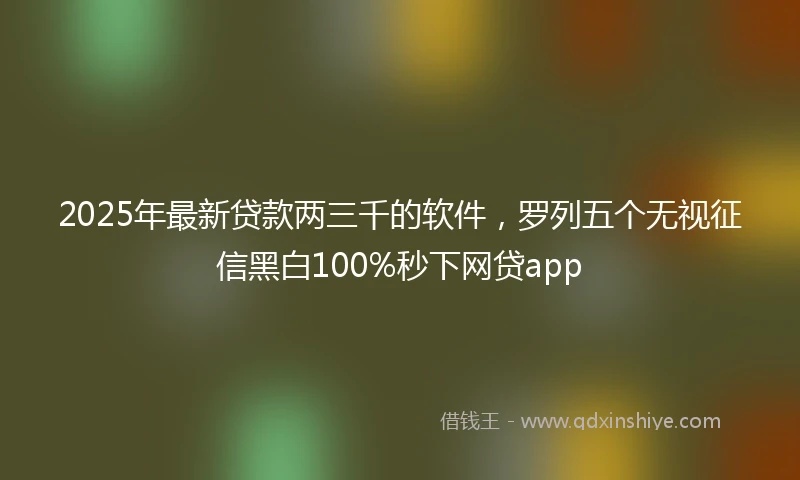 2025年最新贷款两三千的软件，罗列五个无视征信黑白100%秒下网贷app