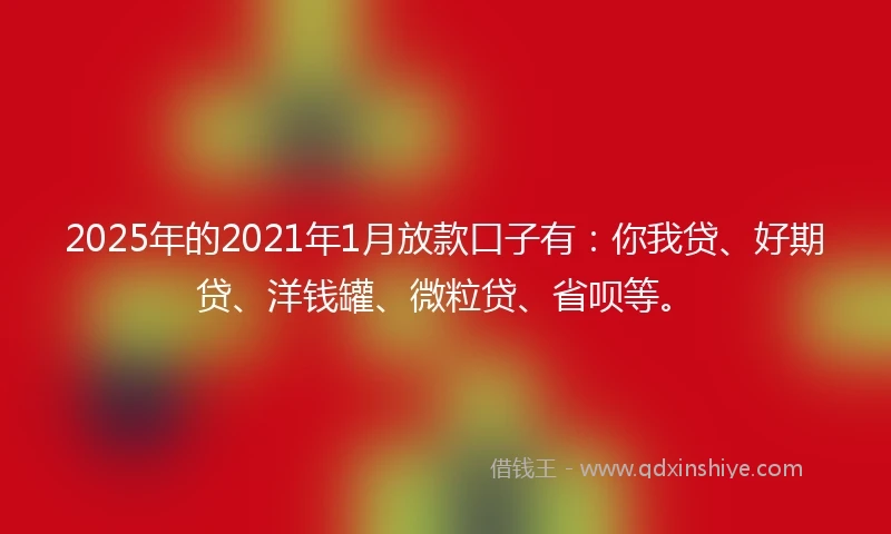 2025年的2021年1月放款口子有：你我贷、好期贷、洋钱罐、微粒贷、省呗等。