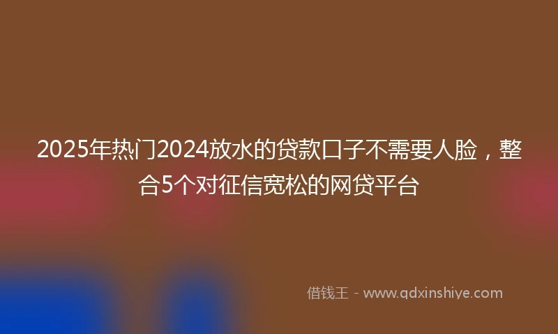 2025年热门2024放水的贷款口子不需要人脸，整合5个对征信宽松的网贷平台