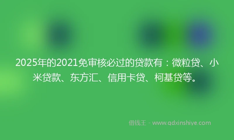 2025年的2021免审核必过的贷款有：微粒贷、小米贷款、东方汇、信用卡贷、柯基贷等。