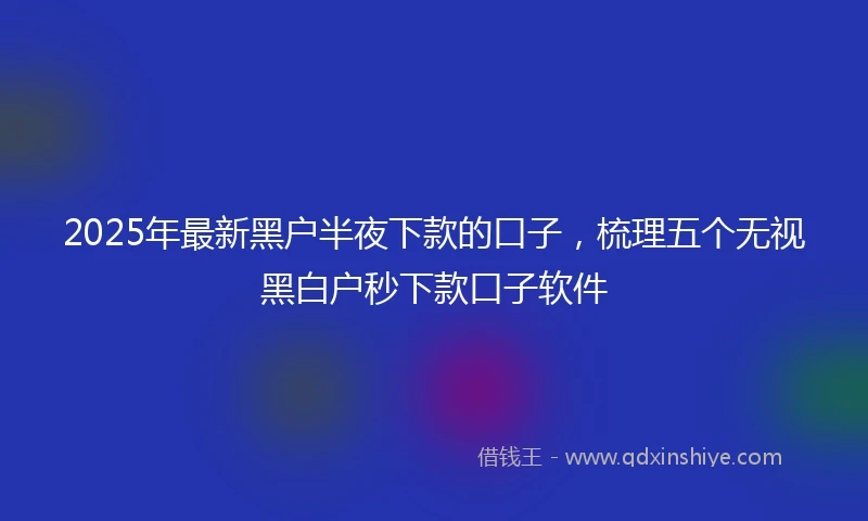 2025年最新黑户半夜下款的口子，梳理五个无视黑白户秒下款口子软件