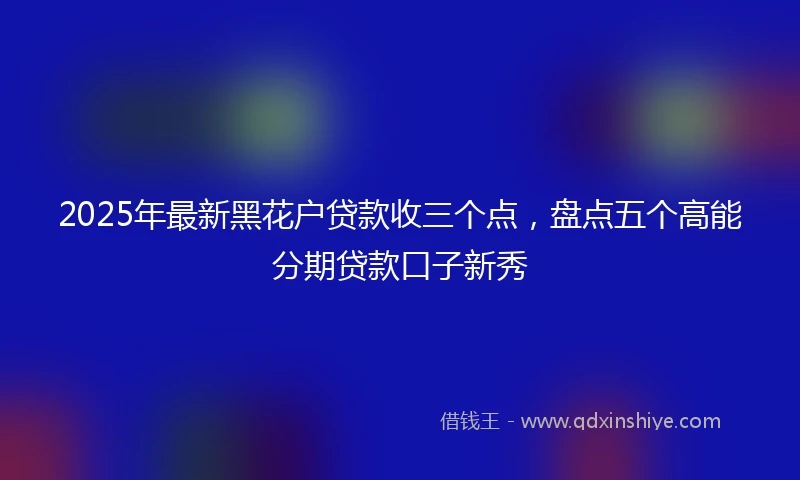 2025年最新黑花户贷款收三个点，盘点五个高能分期贷款口子新秀