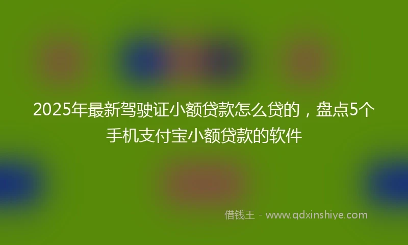 2025年最新驾驶证小额贷款怎么贷的，盘点5个手机支付宝小额贷款的软件