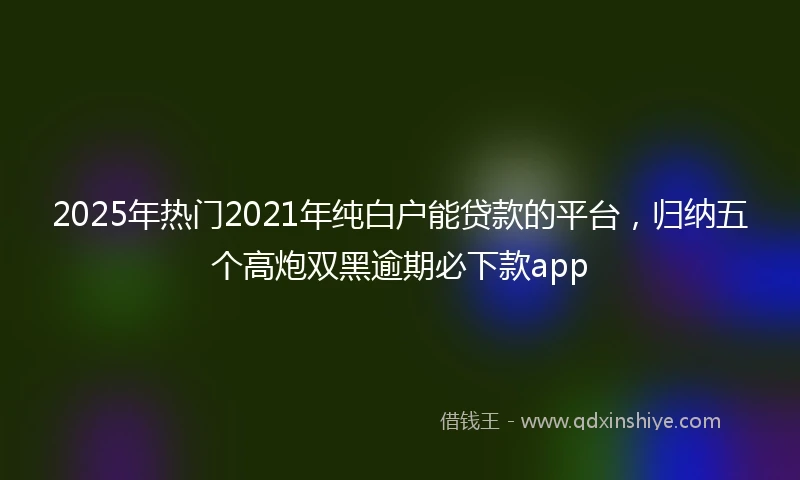 2025年热门2021年纯白户能贷款的平台，归纳五个高炮双黑逾期必下款app