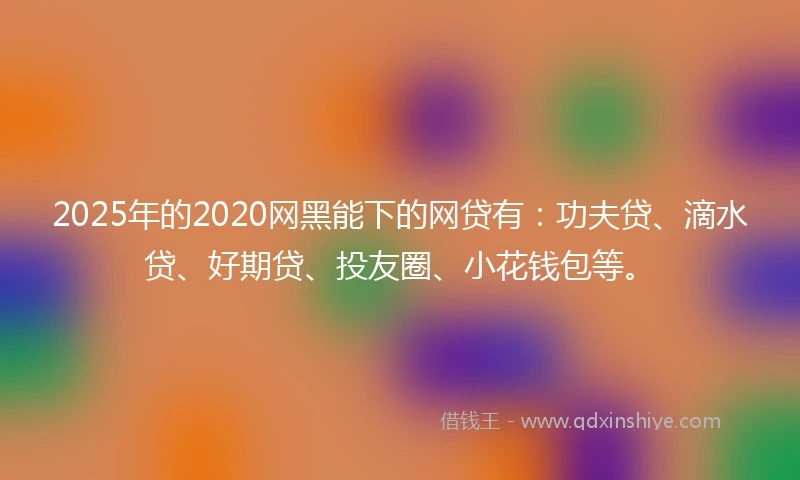 2025年的2020网黑能下的网贷有：功夫贷、滴水贷、好期贷、投友圈、小花钱包等。