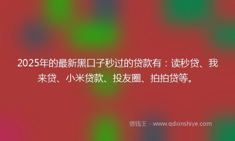 2025年的最新黑口子秒过的贷款有：读秒贷、我来贷、小米贷款、投友圈、拍拍贷等。