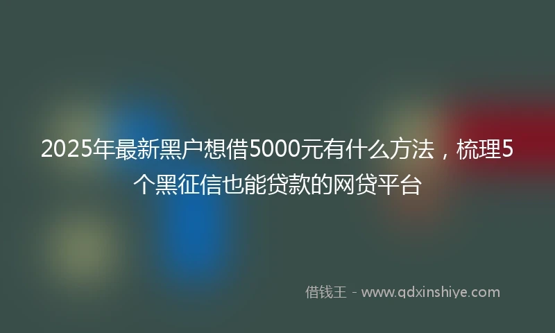 2025年最新黑户想借5000元有什么方法，梳理5个黑征信也能贷款的网贷平台