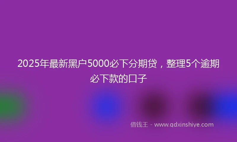 2025年最新黑户5000必下分期贷，整理5个逾期必下款的口子