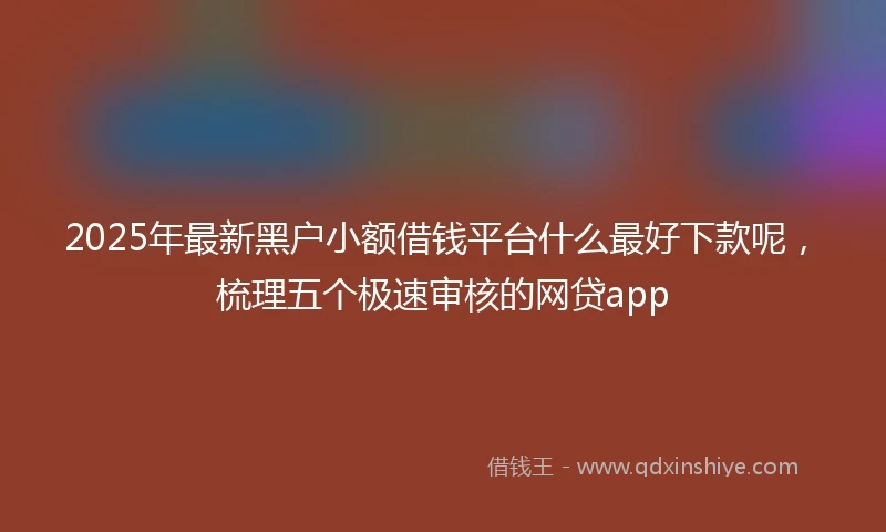 2025年最新黑户小额借钱平台什么最好下款呢，梳理五个极速审核的网贷app