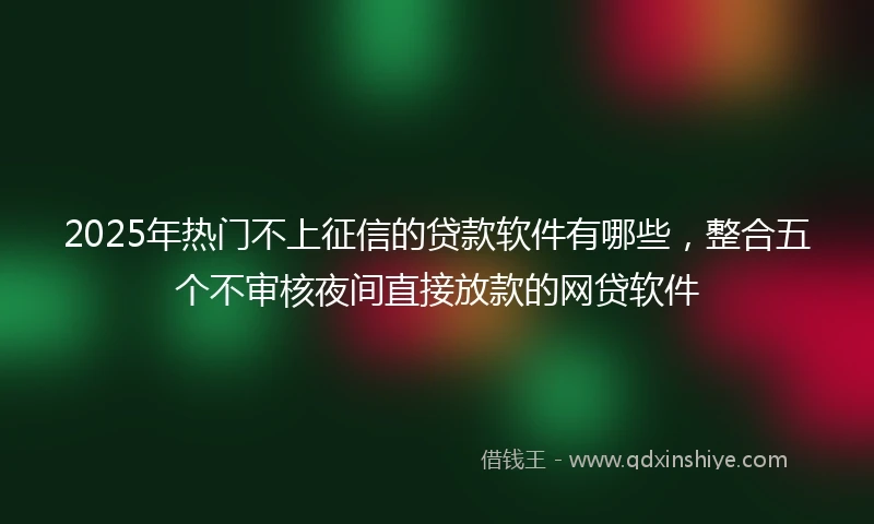 2025年热门不上征信的贷款软件有哪些，整合五个不审核夜间直接放款的网贷软件