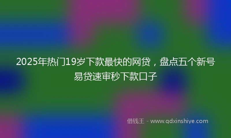 2025年热门19岁下款最快的网贷，盘点五个新号易贷速审秒下款口子