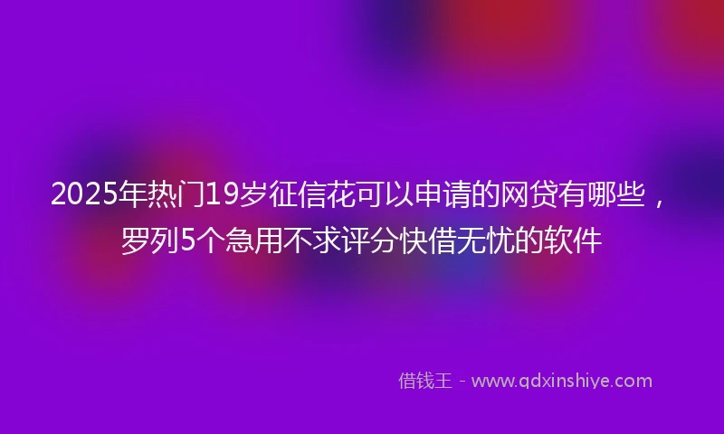2025年热门19岁征信花可以申请的网贷有哪些，罗列5个急用不求评分快借无忧的软件