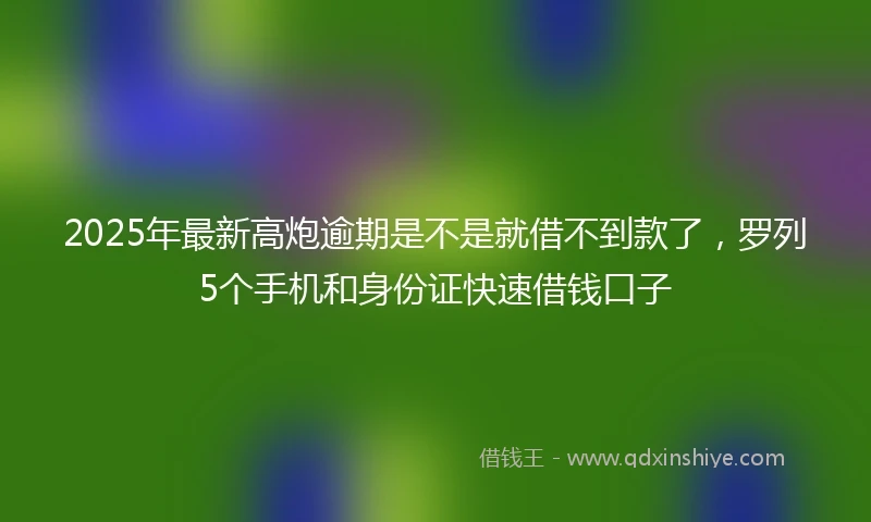2025年最新高炮逾期是不是就借不到款了，罗列5个手机和身份证快速借钱口子