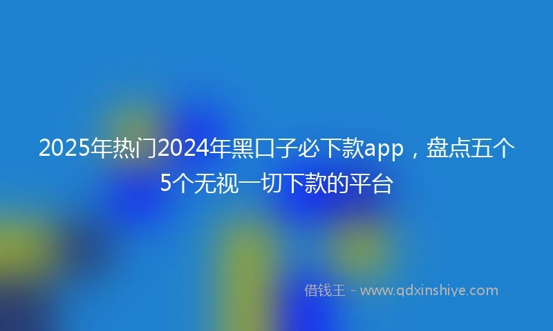 2025年热门2024年黑口子必下款app，盘点五个5个无视一切下款的平台