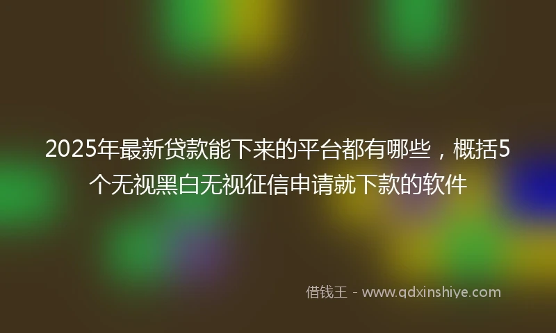 2025年最新贷款能下来的平台都有哪些，概括5个无视黑白无视征信申请就下款的软件