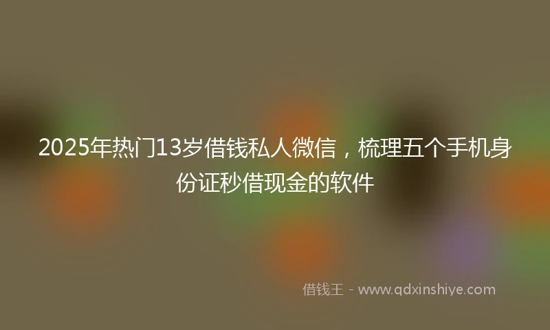 2025年热门13岁借钱私人微信，梳理五个手机身份证秒借现金的软件