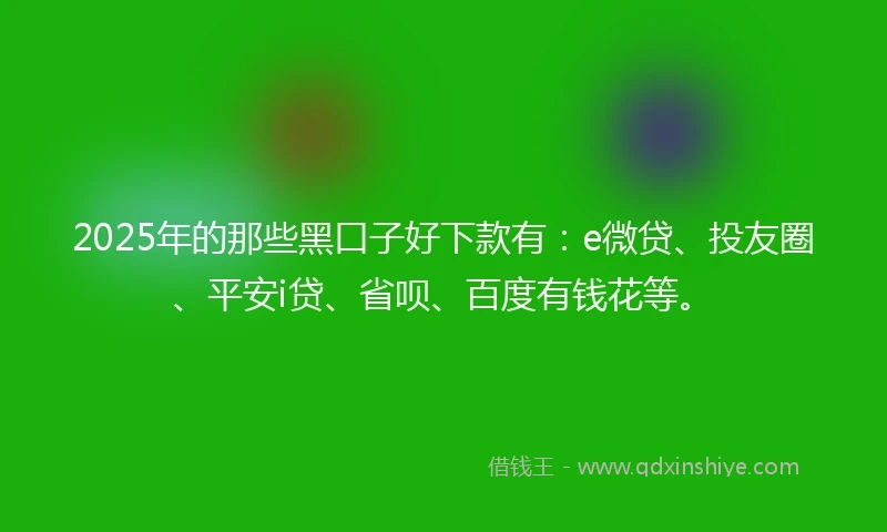 2025年的那些黑口子好下款有：e微贷、投友圈、平安i贷、省呗、百度有钱花等。