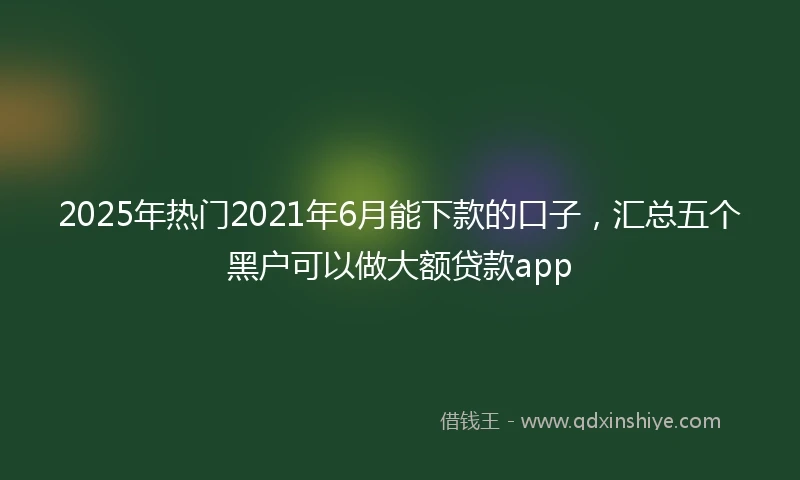 2025年热门2021年6月能下款的口子，汇总五个黑户可以做大额贷款app