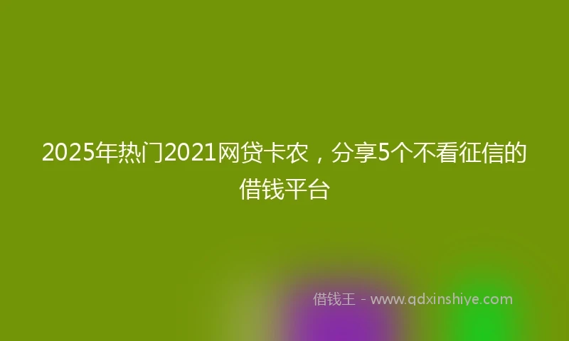2025年热门2021网贷卡农，分享5个不看征信的借钱平台