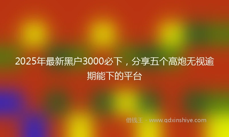 2025年最新黑户3000必下，分享五个高炮无视逾期能下的平台