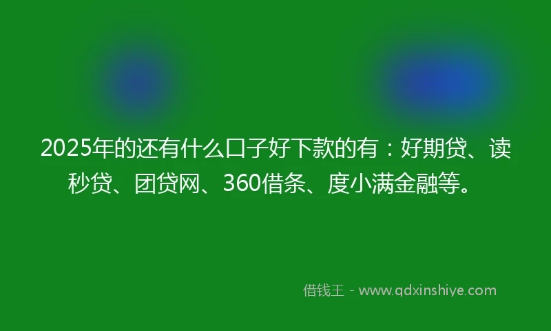 2025年的还有什么口子好下款的有：好期贷、读秒贷、团贷网、360借条、度小满金融等。