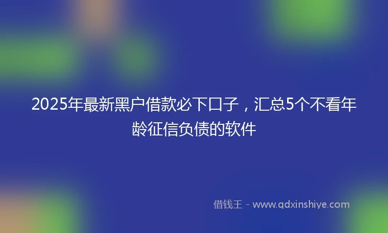 2025年最新黑户借款必下口子，汇总5个不看年龄征信负债的软件
