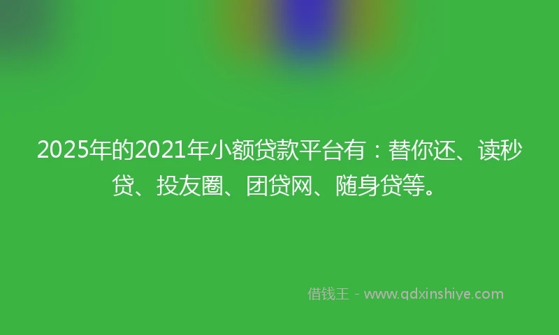 2025年的2021年小额贷款平台有：替你还、读秒贷、投友圈、团贷网、随身贷等。