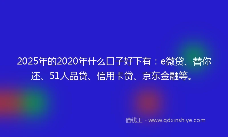 2025年的2020年什么口子好下有：e微贷、替你还、51人品贷、信用卡贷、京东金融等。