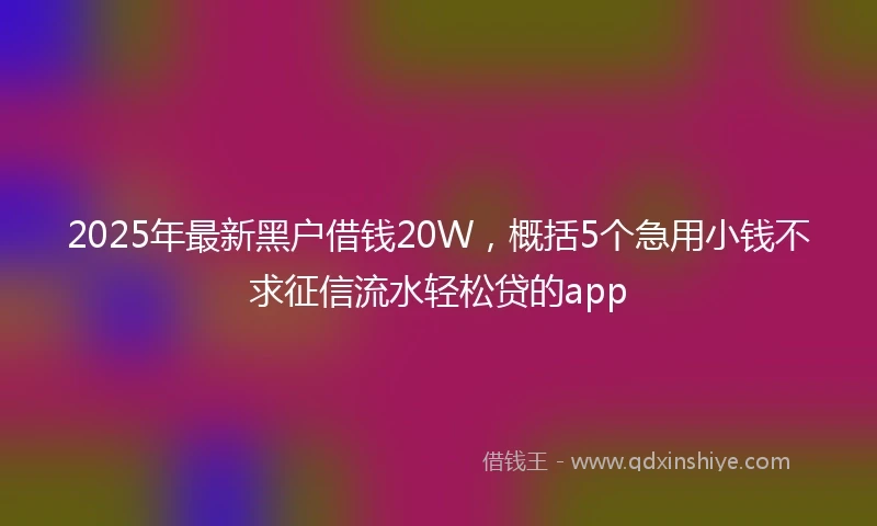 2025年最新黑户借钱20W，概括5个急用小钱不求征信流水轻松贷的app