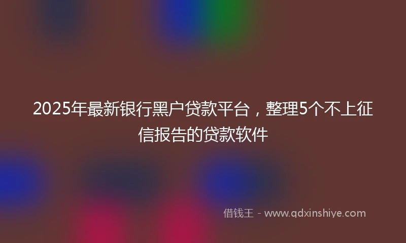 2025年最新银行黑户贷款平台，整理5个不上征信报告的贷款软件