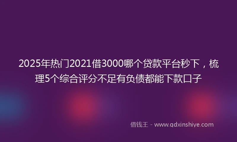 2025年热门2021借3000哪个贷款平台秒下，梳理5个综合评分不足有负债都能下款口子