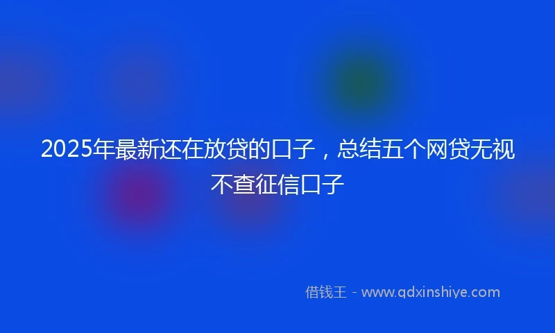2025年最新还在放贷的口子，总结五个网贷无视不查征信口子