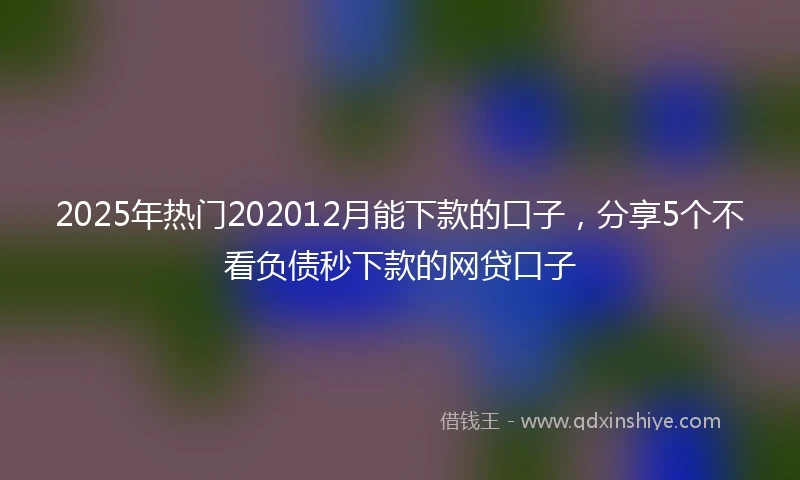 2025年热门202012月能下款的口子，分享5个不看负债秒下款的网贷口子