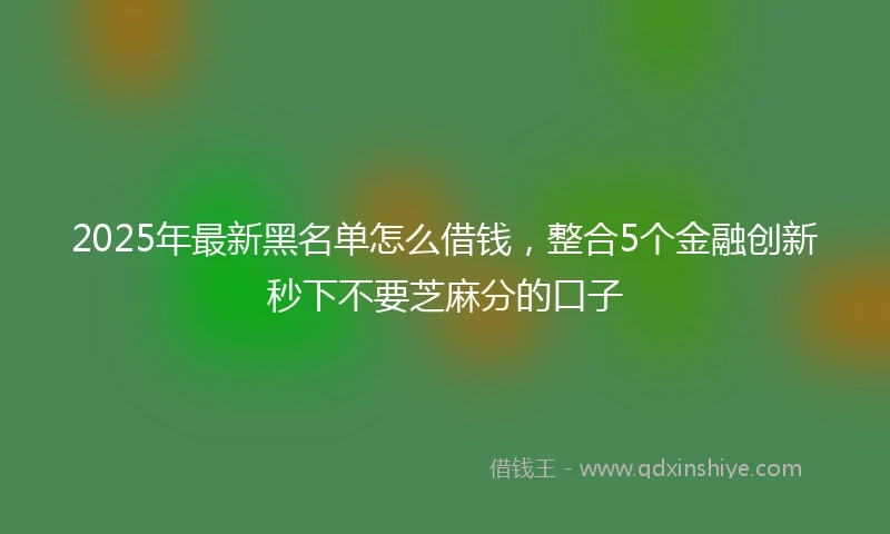 2025年最新黑名单怎么借钱，整合5个金融创新秒下不要芝麻分的口子