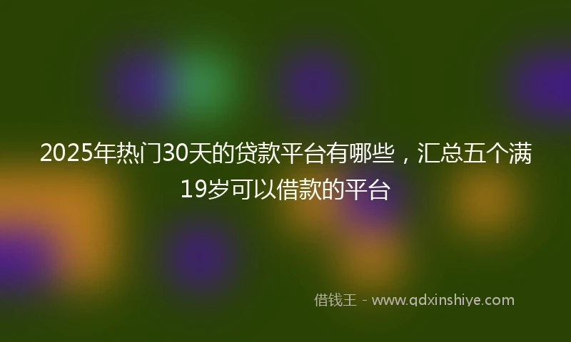 2025年热门30天的贷款平台有哪些，汇总五个满19岁可以借款的平台