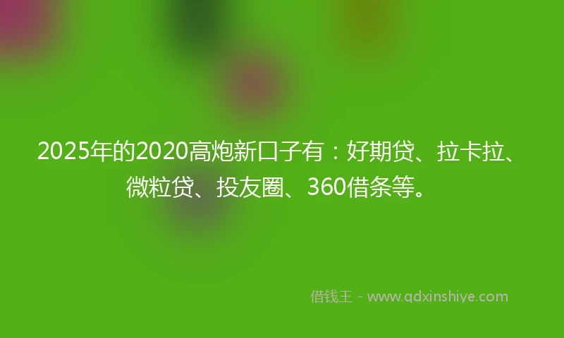2025年的2020高炮新口子有：好期贷、拉卡拉、微粒贷、投友圈、360借条等。