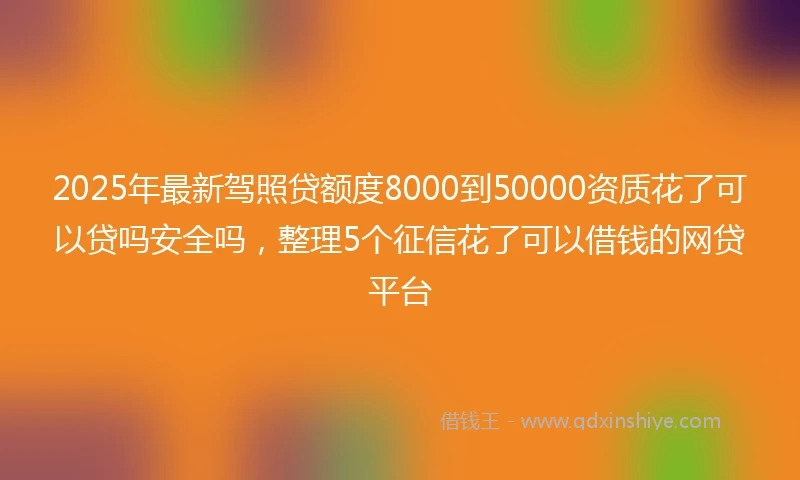 2025年最新驾照贷额度8000到50000资质花了可以贷吗安全吗，整理5个征信花了可以借钱的网贷平台