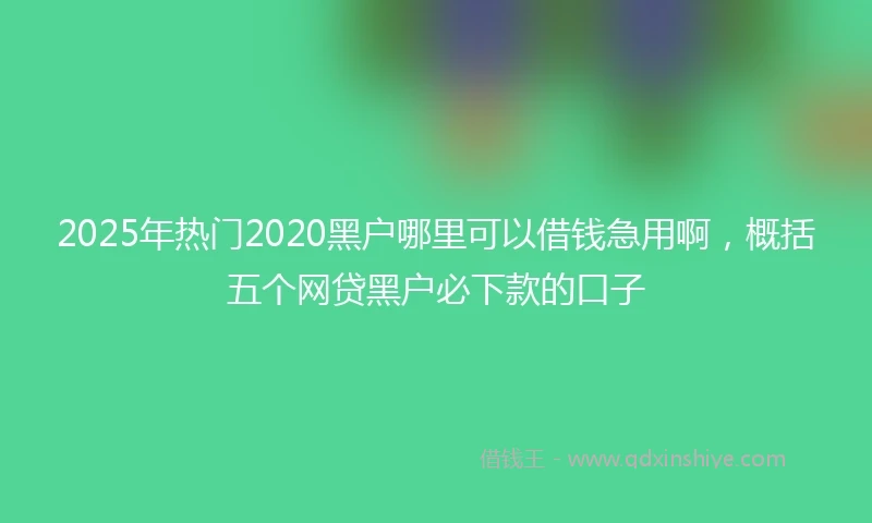 2025年热门2020黑户哪里可以借钱急用啊，概括五个网贷黑户必下款的口子