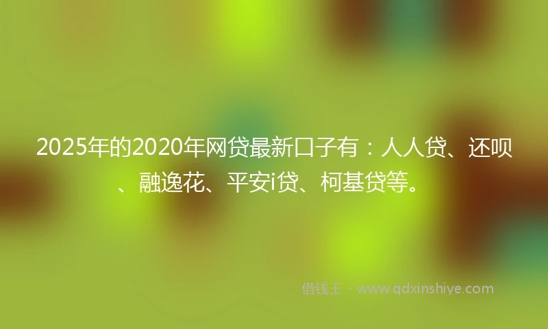 2025年的2020年网贷最新口子有：人人贷、还呗、融逸花、平安i贷、柯基贷等。