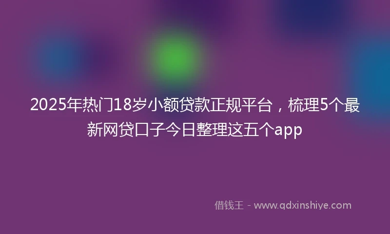 2025年热门18岁小额贷款正规平台，梳理5个最新网贷口子今日整理这五个app