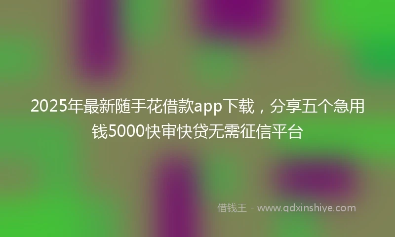 2025年最新随手花借款app下载，分享五个急用钱5000快审快贷无需征信平台