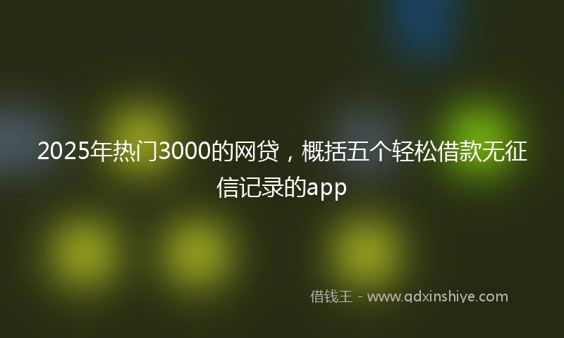 2025年热门3000的网贷，概括五个轻松借款无征信记录的app