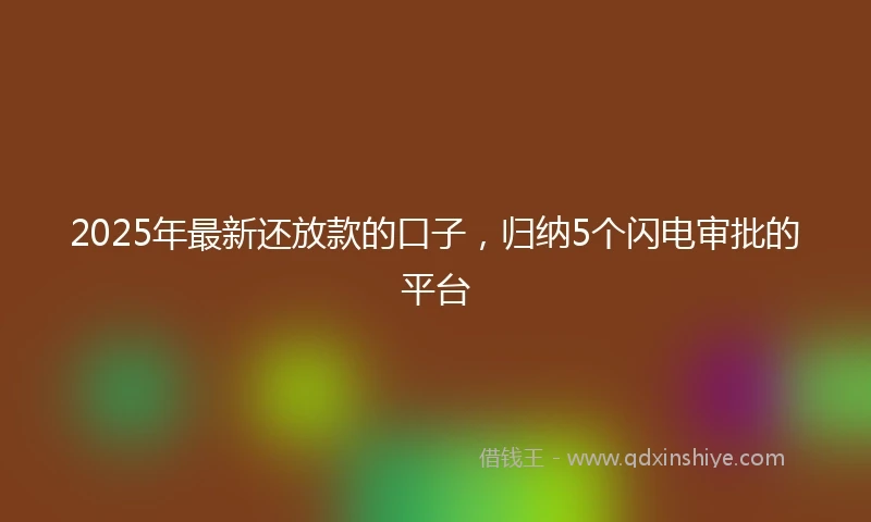 2025年最新还放款的口子，归纳5个闪电审批的平台