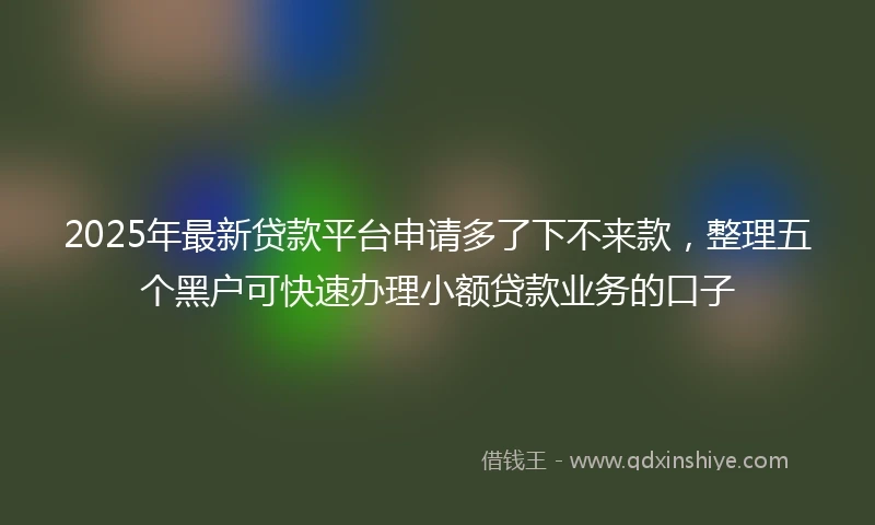 2025年最新贷款平台申请多了下不来款，整理五个黑户可快速办理小额贷款业务的口子