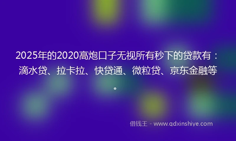 2025年的2020高炮口子无视所有秒下的贷款有：滴水贷、拉卡拉、快贷通、微粒贷、京东金融等。
