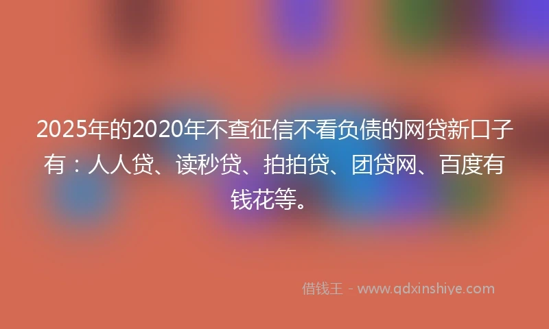 2025年的2020年不查征信不看负债的网贷新口子有：人人贷、读秒贷、拍拍贷、团贷网、百度有钱花等。