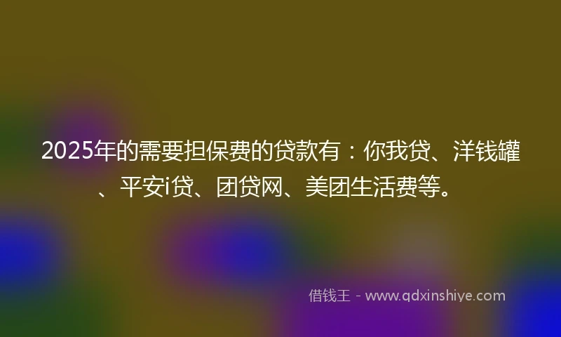 2025年的需要担保费的贷款有：你我贷、洋钱罐、平安i贷、团贷网、美团生活费等。