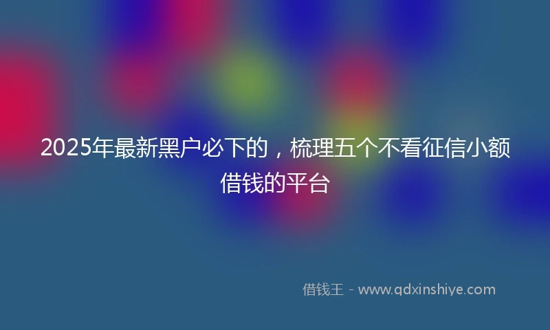 2025年最新黑户必下的，梳理五个不看征信小额借钱的平台